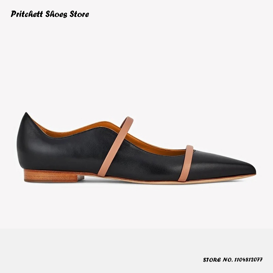 Men Shoes Men - Damen-Ballerinas aus Leder mit zwei Riemen,