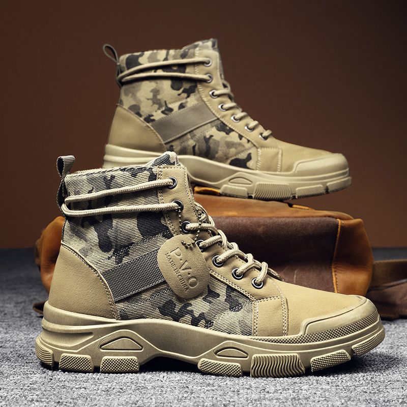 Men Shoes Ecco - High-Top-Stiefel für Herren, Herbst-Camouflage-Wüsten-Freizeitschuhe, Herrenstiefel, atmungsaktive,