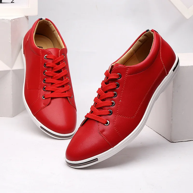 Boat Shoe Leather - Herren-Sneaker, Größe 38–48, lässig, atmungsaktiv, weiß,