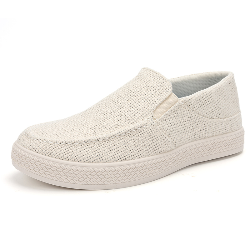 Men Shoes Ecco - Herren Leinen Slip-On Loafer Atmungsaktives Gewebtes