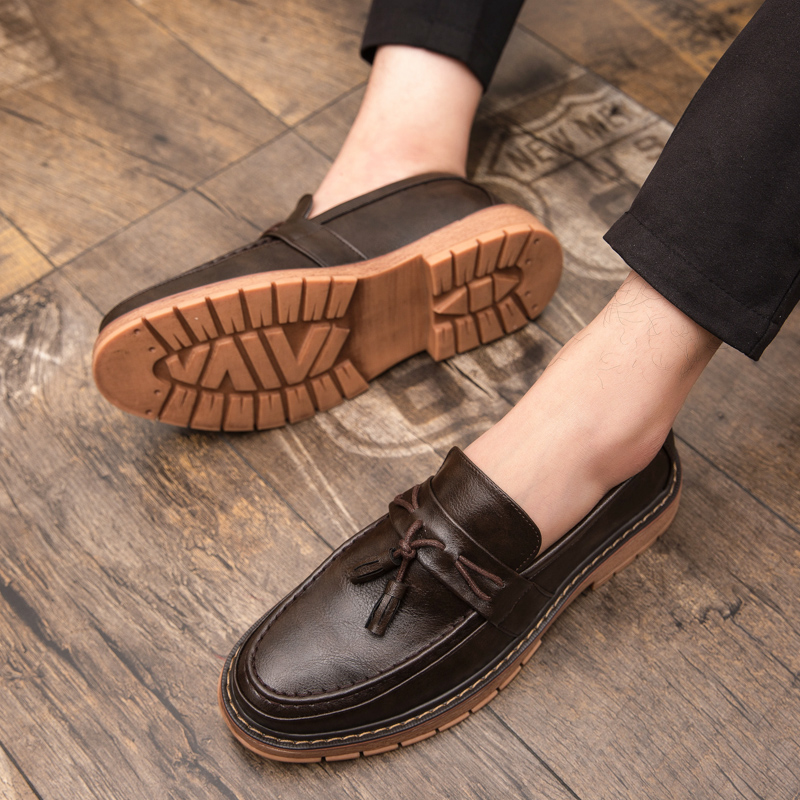 Boat Shoe Leather - Neue Slip-On Lederschuhe mit Dicker Sohle