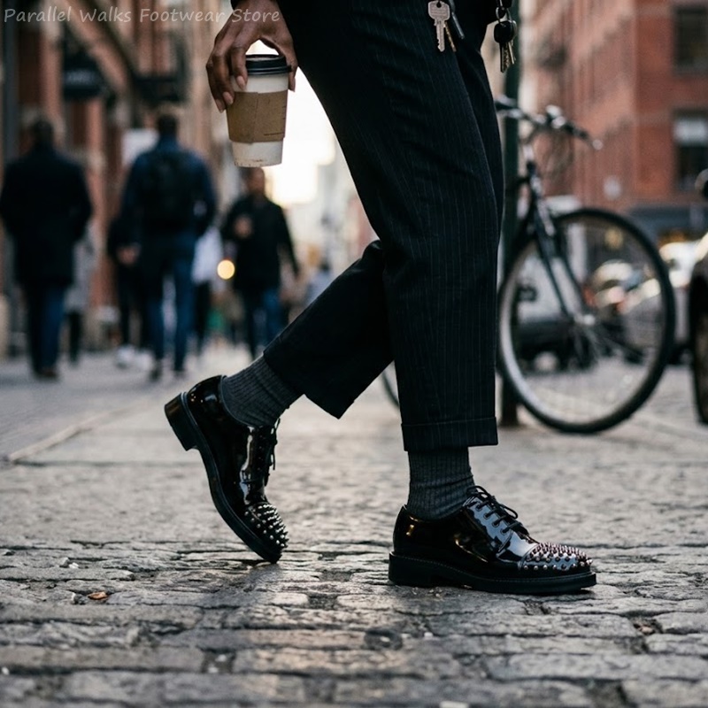 Lackleder-Schnürschuhe mit Met – Men Shoes For Wedding Bewertung und Preis